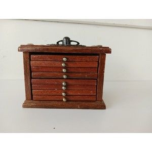 VTG Wood Cork Drink Coasters Set of 8 With Wooden Storage Box Holder